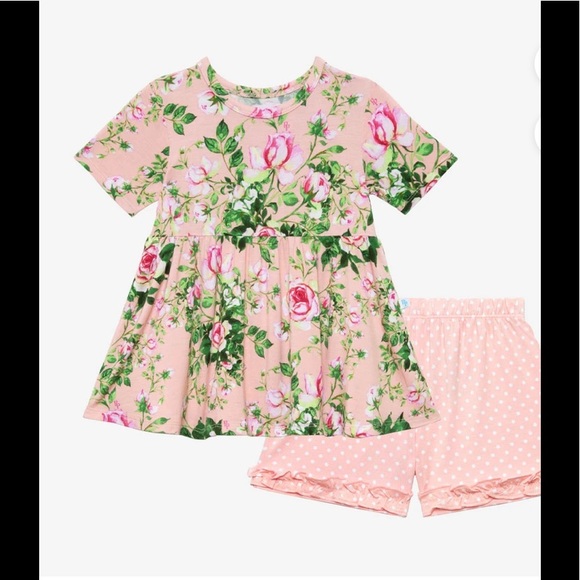 Posh Peanut Other - POSH PEANUT Reina SHORT SLEEVE PEPLUM TOP & RUFFLED SHORTS